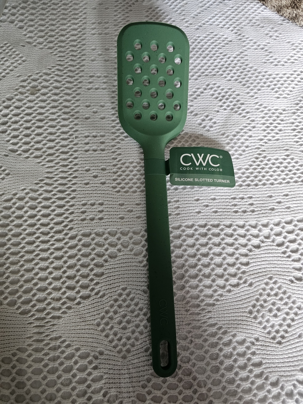 CWC Green Silicone Slotted Turner - Sturdy Nonstick Kitchen Spatula